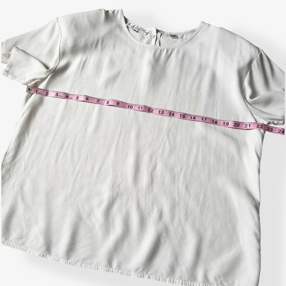 VTG 80s Herman Geist for Talbots Antique White Relaxed Short Sleeve Shirt Blouse - Picture 8 of 9